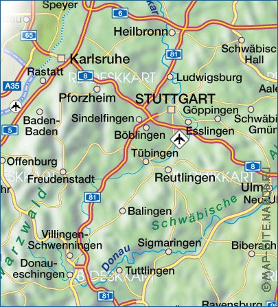 mapa de Baden-Wurttemberg