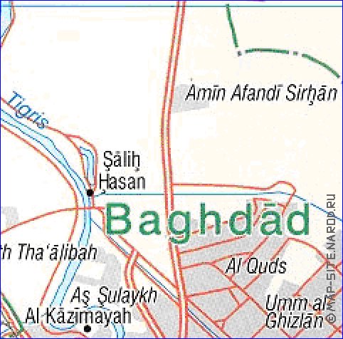 carte de Bagdad en anglais