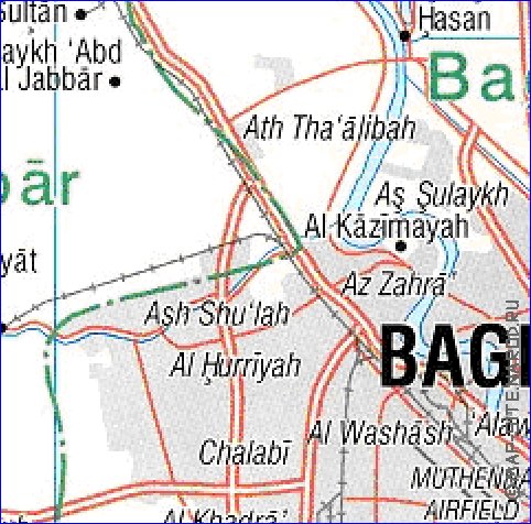 carte de Bagdad en anglais