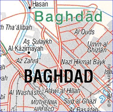 carte de Bagdad en anglais