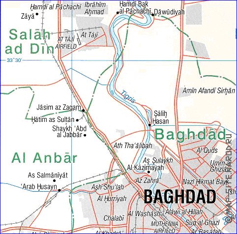 carte de Bagdad en anglais