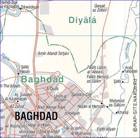 carte de Bagdad en anglais