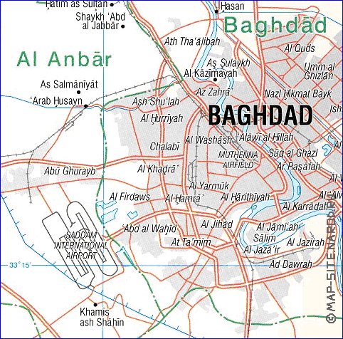 carte de Bagdad en anglais