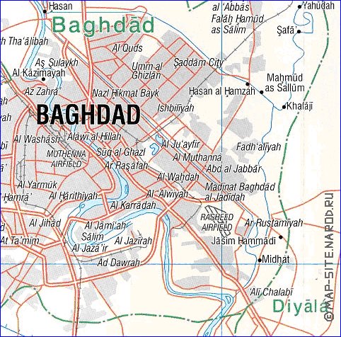 carte de Bagdad en anglais