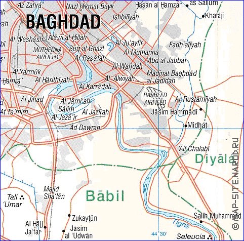 carte de Bagdad en anglais