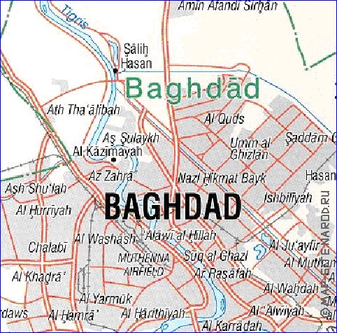 carte de Bagdad en anglais