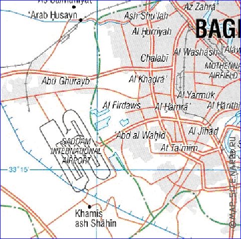 carte de Bagdad en anglais