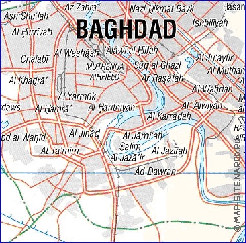 carte de Bagdad en anglais