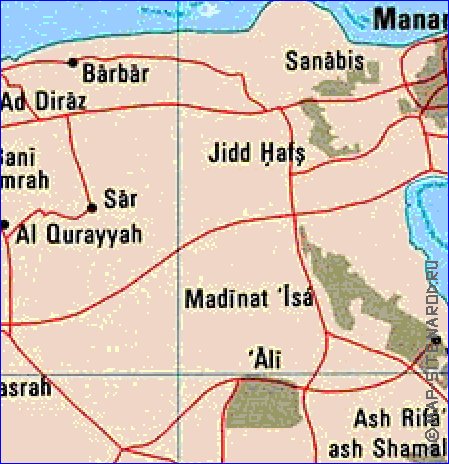 mapa de Bahrein em ingles