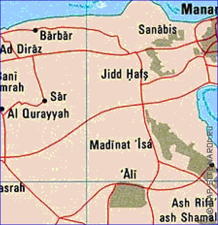 carte de Bahrein en anglais