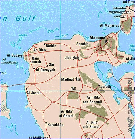 mapa de Bahrein em ingles