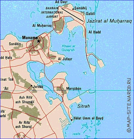 mapa de Bahrein em ingles