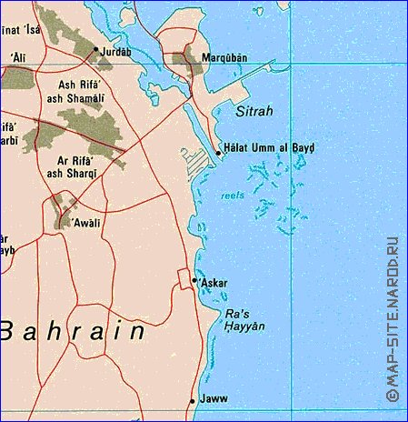 mapa de Bahrein em ingles