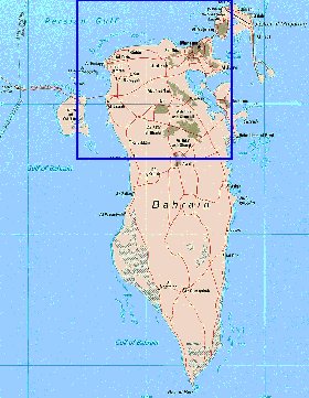 carte de Bahrein en anglais