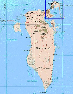 mapa de Bahrein em ingles