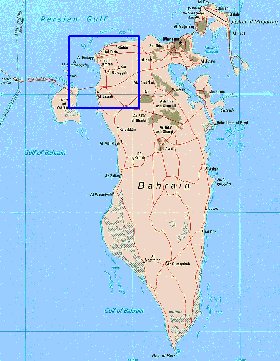 carte de Bahrein en anglais