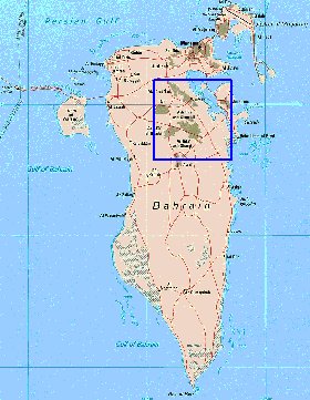 carte de Bahrein en anglais