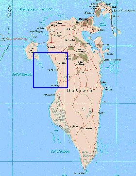 carte de Bahrein en anglais