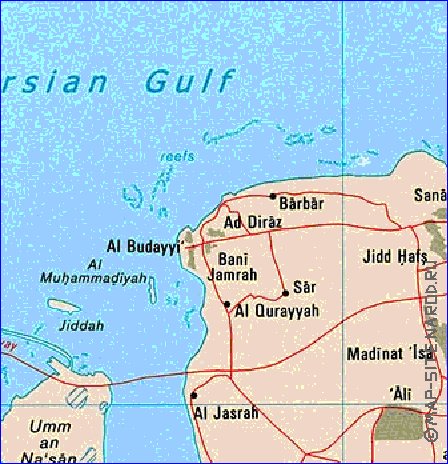 mapa de Bahrein em ingles