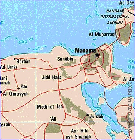 mapa de Bahrein em ingles