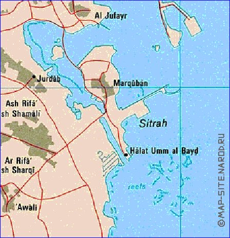 mapa de Bahrein em ingles