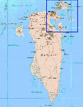 mapa de Bahrein em ingles