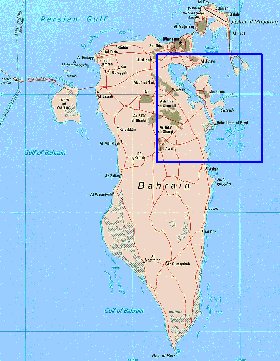 mapa de Bahrein em ingles