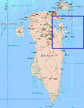 mapa de Bahrein em ingles