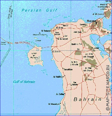 mapa de Bahrein em ingles