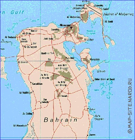 carte de Bahrein en anglais