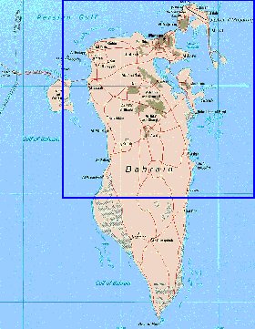 carte de Bahrein en anglais