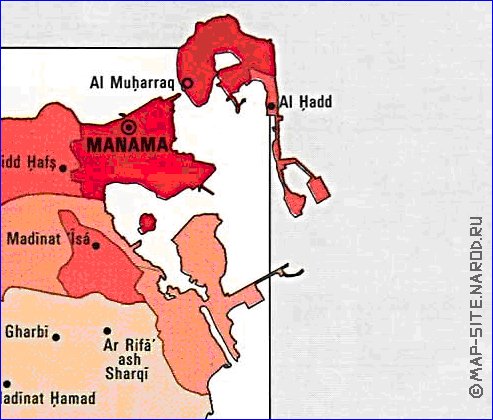 mapa de de densidade populacional Bahrein