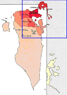 mapa de de densidade populacional Bahrein