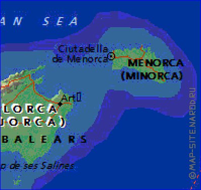 carte de Iles Baleares en anglais