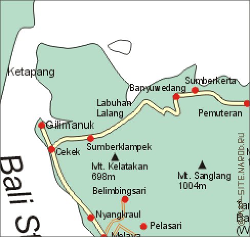 carte de Bali en anglais