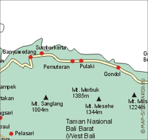 carte de Bali en anglais