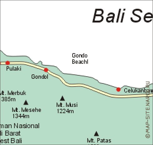 carte de Bali en anglais