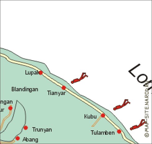 carte de Bali en anglais