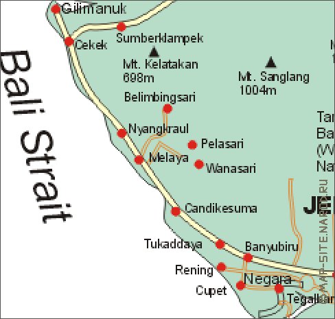 carte de Bali en anglais