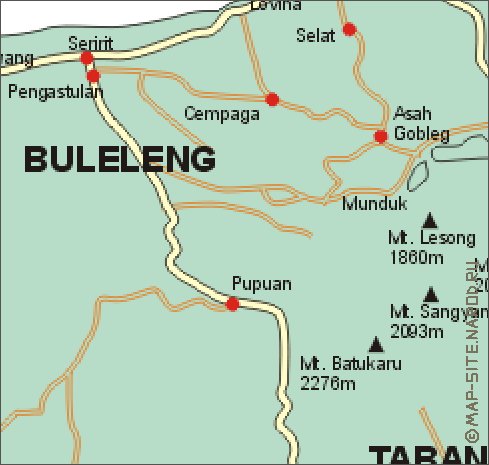 carte de Bali en anglais