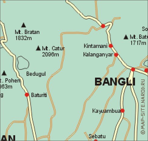 carte de Bali en anglais