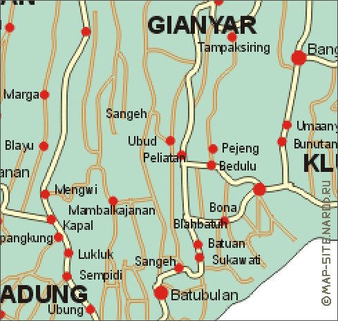 carte de Bali en anglais