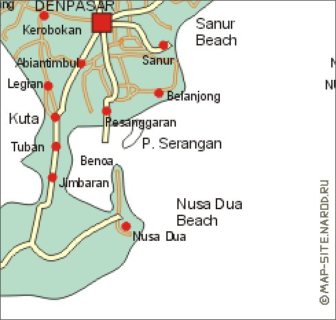 carte de Bali en anglais