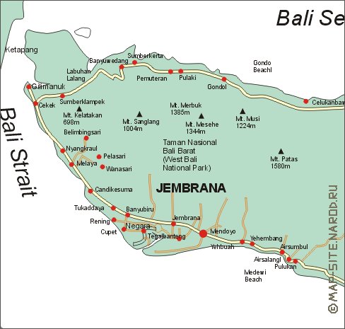 carte de Bali en anglais