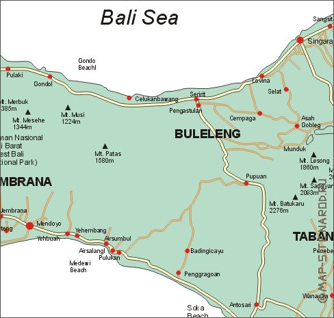 carte de Bali en anglais