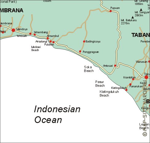 carte de Bali en anglais