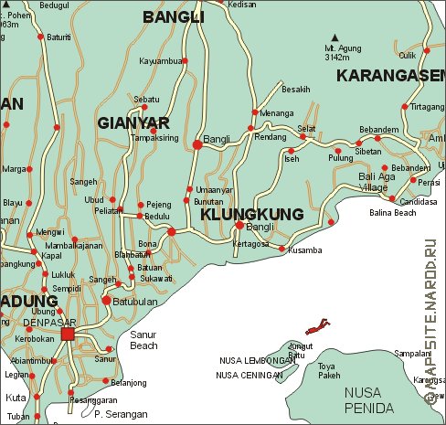 carte de Bali en anglais