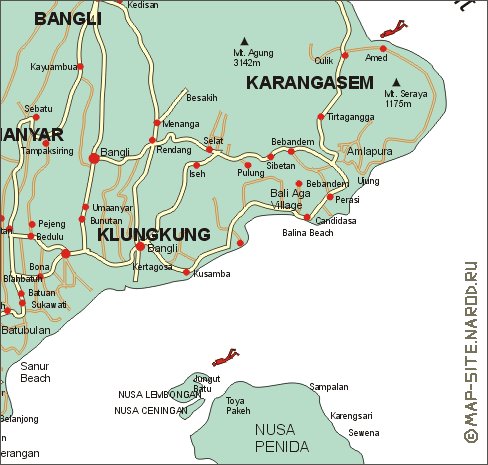 carte de Bali en anglais