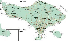 mapa de Bali em ingles