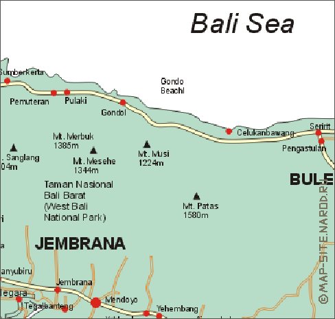 carte de Bali en anglais